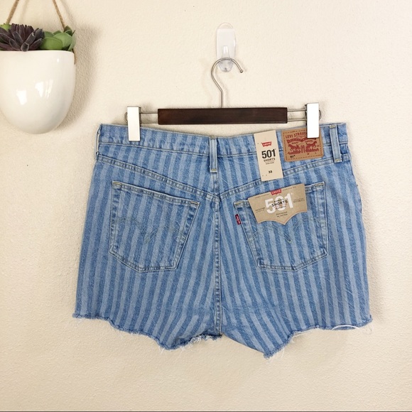 ✖️SOLD✖️•LEVI’S•501 Tango Striped High Rise Shorts - Picture 3 of 10